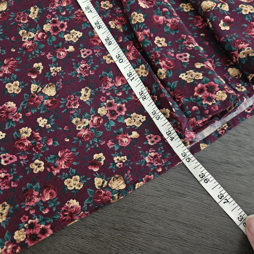 Vtg 90s Express Small Dark Floral Button Maxi Skirt Burgundy Cottagecore Boho - Picture 4 of 6